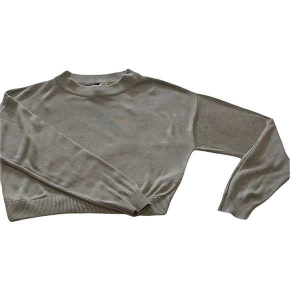 H&M Solid Grey Crop Long Sleeve Top - Picture 1 of 5